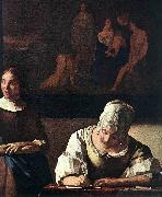Lady Writing a Letter with Her Maid (detail) set, VERMEER VAN DELFT, Jan